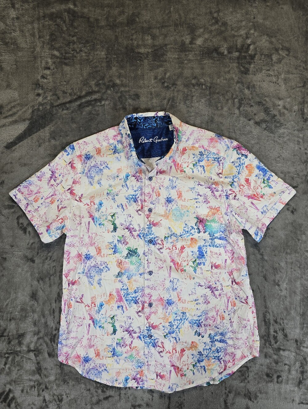 Robert Graham Splash Of Color Abstract Button Up Shirt Size XL
